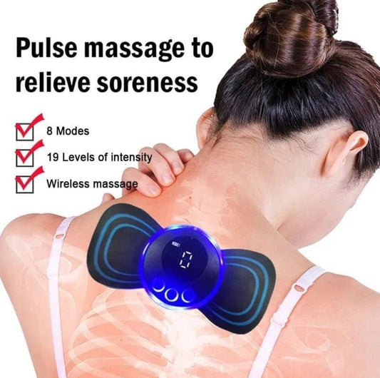 EMS Electronic Pulse Massager Mini Butterfly Massage Pad | Muscle Stimulator for Pain Relief | Body Massager for Neck, Back, Shoulders & Legs | Relaxation Therapy Device
