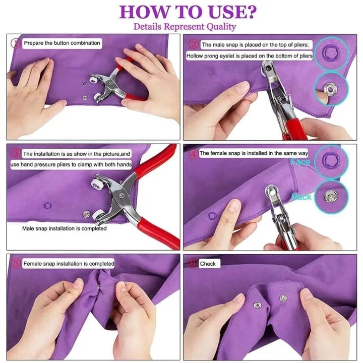 Snap Button Kit with Pliers for Sewing & DIY